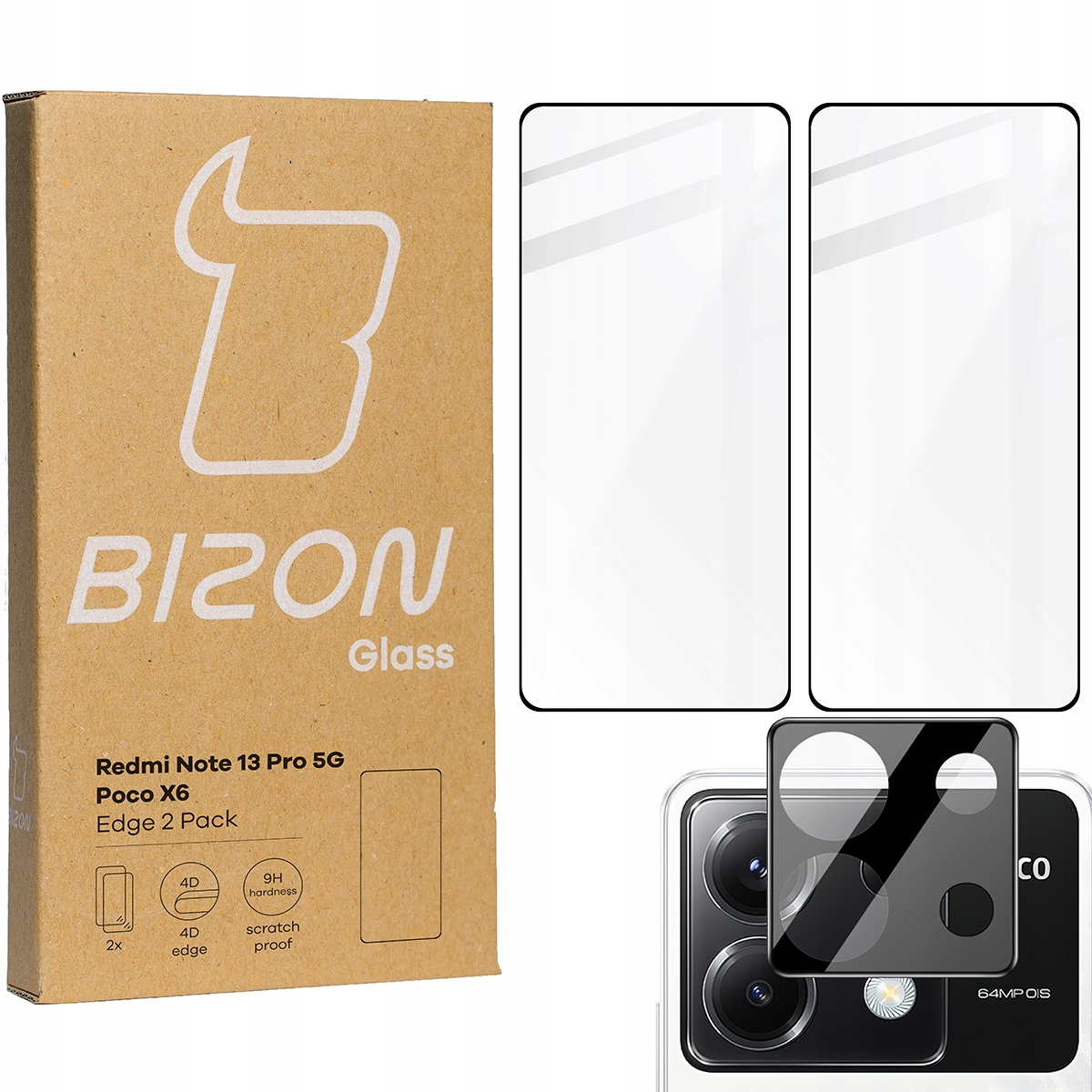 Tvrdené sklo Bizon pre Xiaomi Poco X6 / Xiaomi Redmi Note 13 Pro 5G 3 ks.